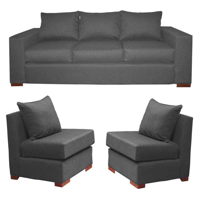 DKORA - Living Evans sofa 3 cuerpos +2 sillon 1 cuerpo Marengo