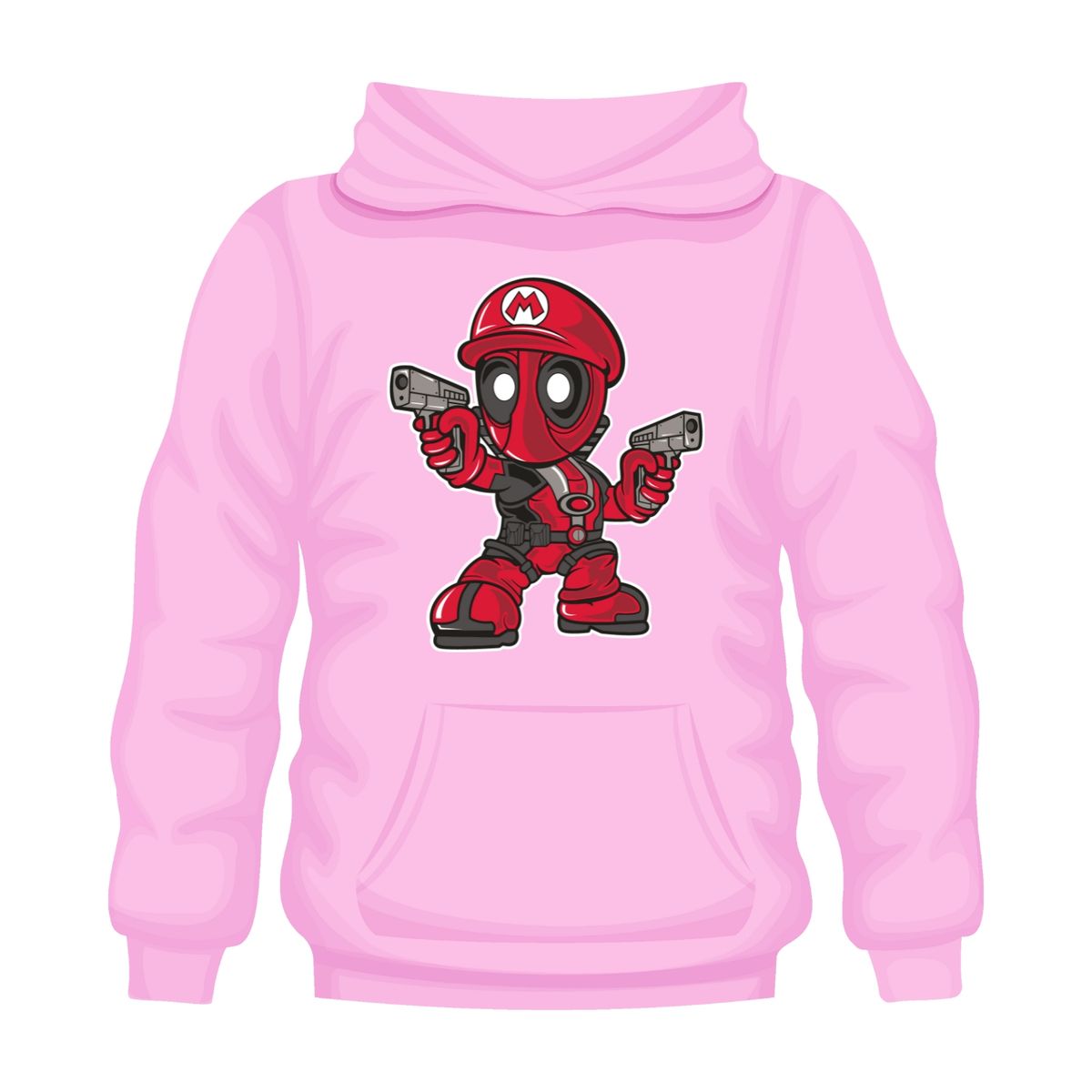 GENERICO - Poleron Canguro Con Capucha Estampado - Deadpool Mario