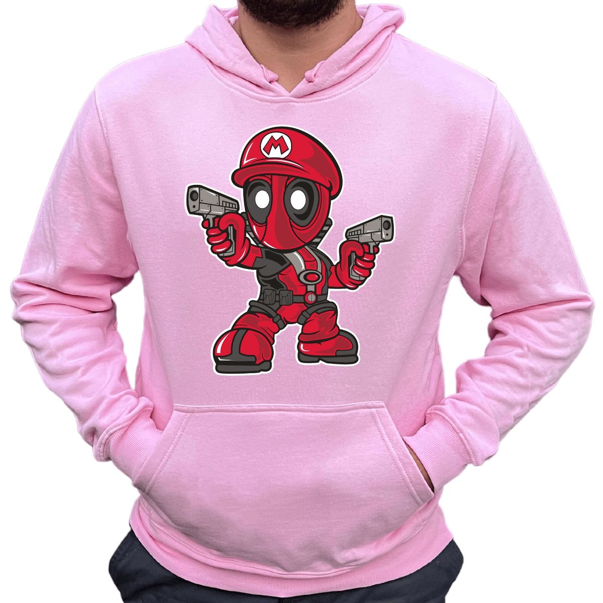 GENERICO - Poleron Canguro Con Capucha Estampado - Deadpool Mario
