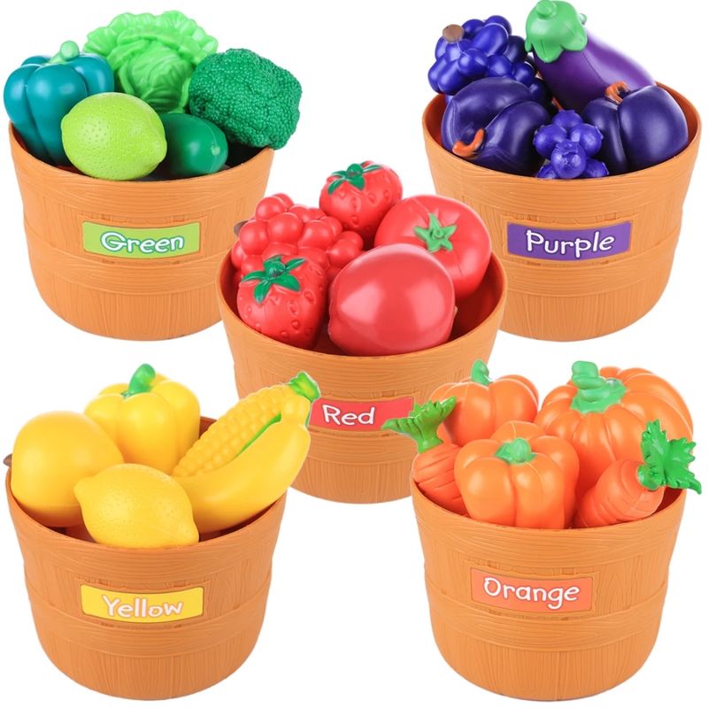 SPACEZAT - Set de 5 Canastos de Frutas y Verduras Multicolor 30 piezas