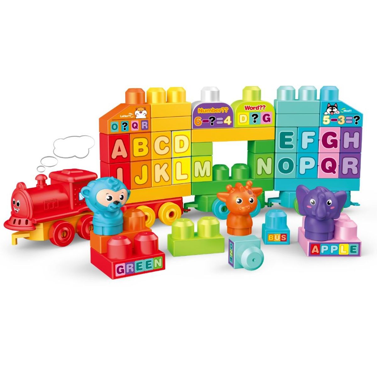 SPACEZAT - Tren Encaje de Bloques Letras y Figuras Juguete Didáctico