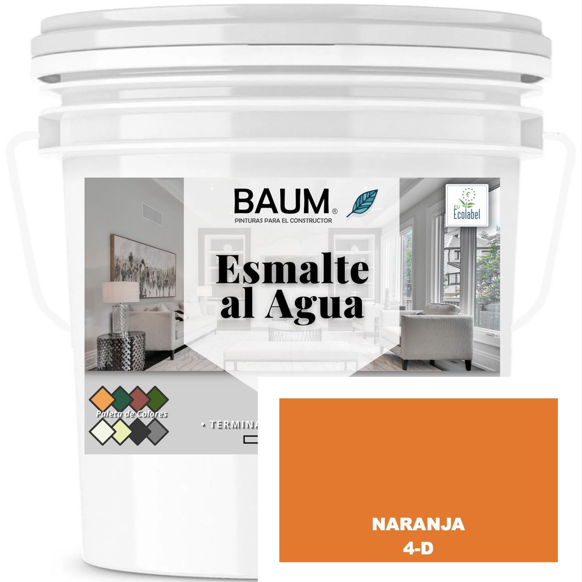 BAUM - TINETA PINTURA ESMALTE AL AGUA - NARANJA 4-D