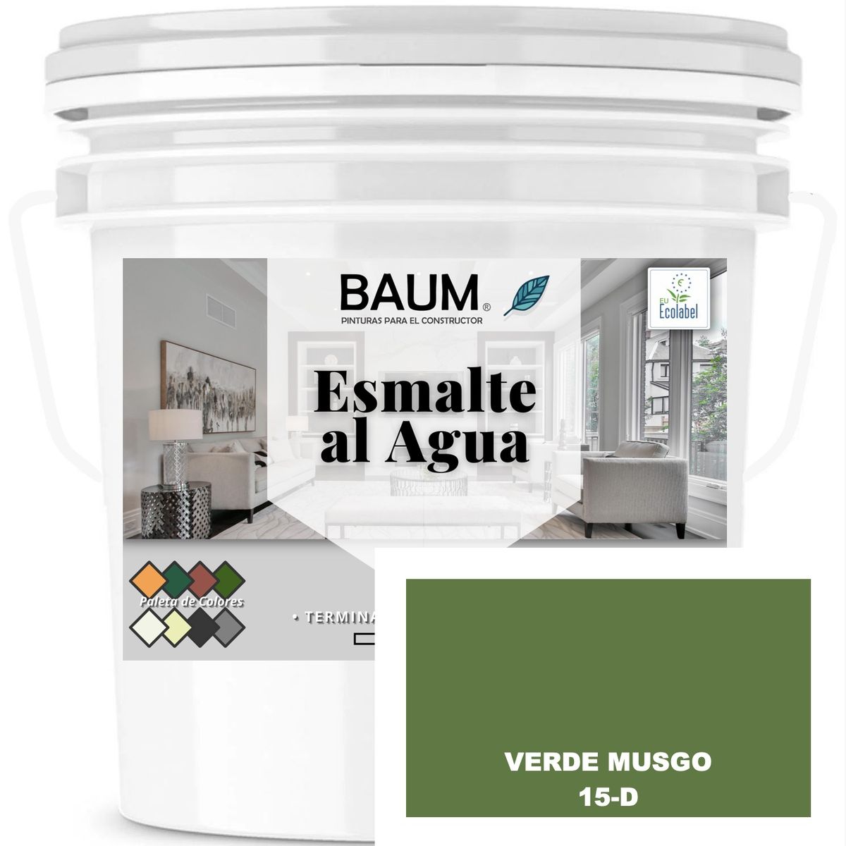 BAUM - TINETA PINTURA ESMALTE AL AGUA - VERDE MUSGO 15-D