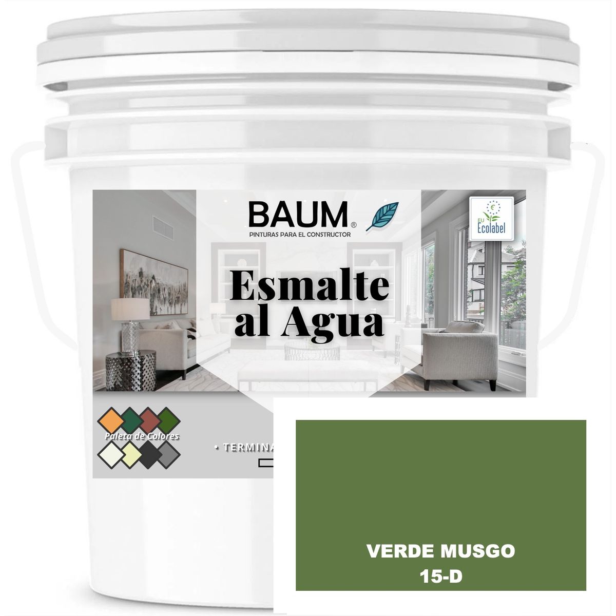 BAUM - TINETA PINTURA ESMALTE AL AGUA - VERDE MUSGO 15-D
