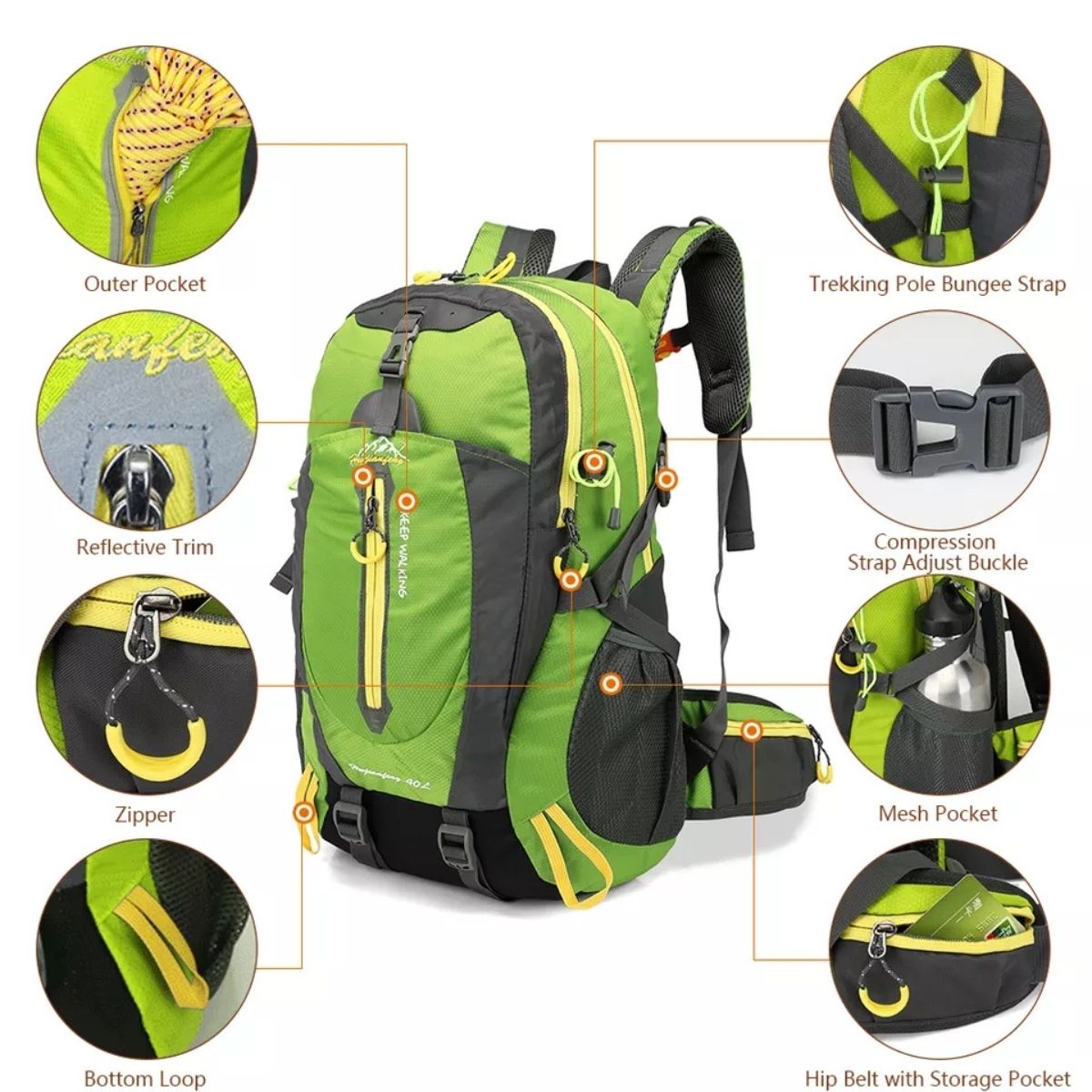 GENERICO - Mochila Trekking 40 Litros Outdoor Campin, Caza, Viajes.…