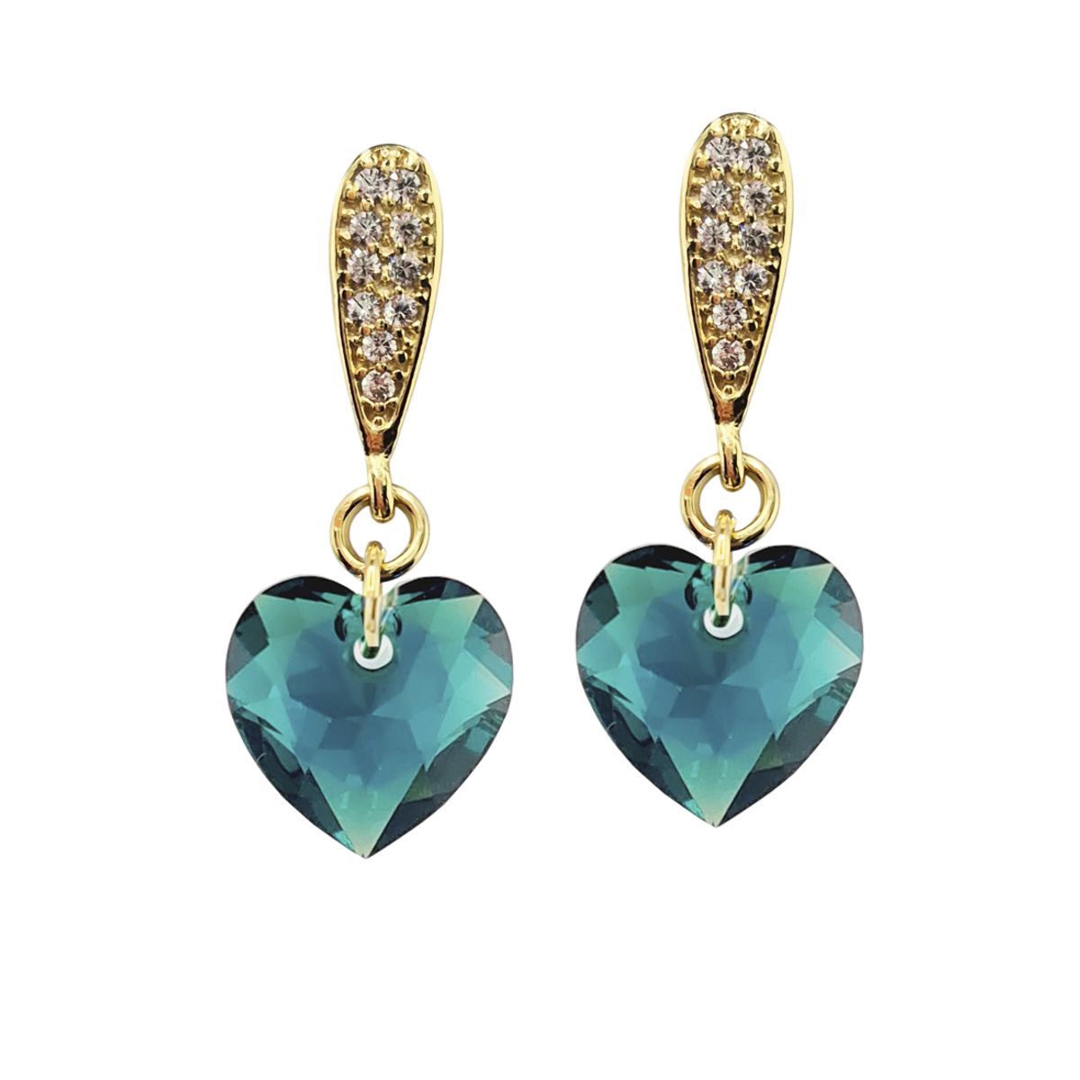 JOYAS MONTERO - Aros Amor Gold 24k Ccreado cristales de Swarovski® Emerald