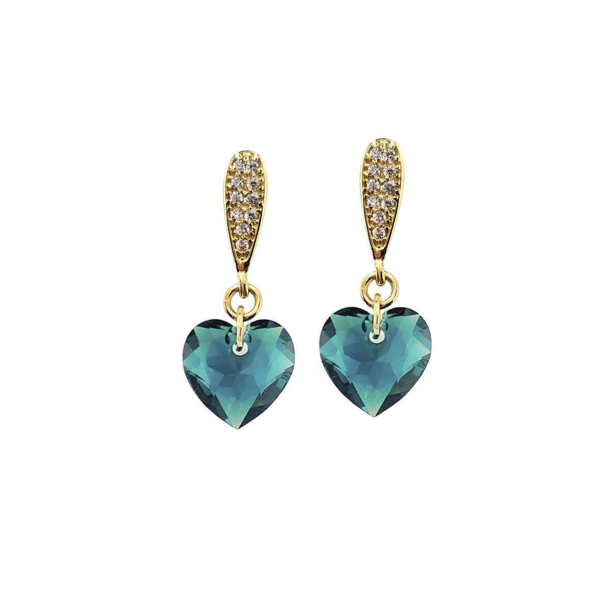 JOYAS MONTERO - Aros Amor Gold 24k Ccreado cristales de Swarovski® Emerald