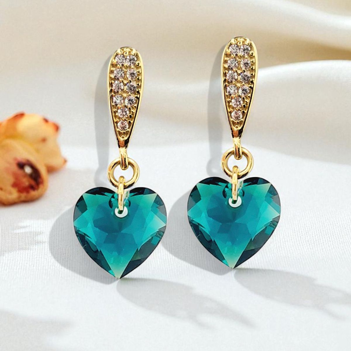 JOYAS MONTERO - Aros Amor Gold 24k Ccreado cristales de Swarovski® Emerald