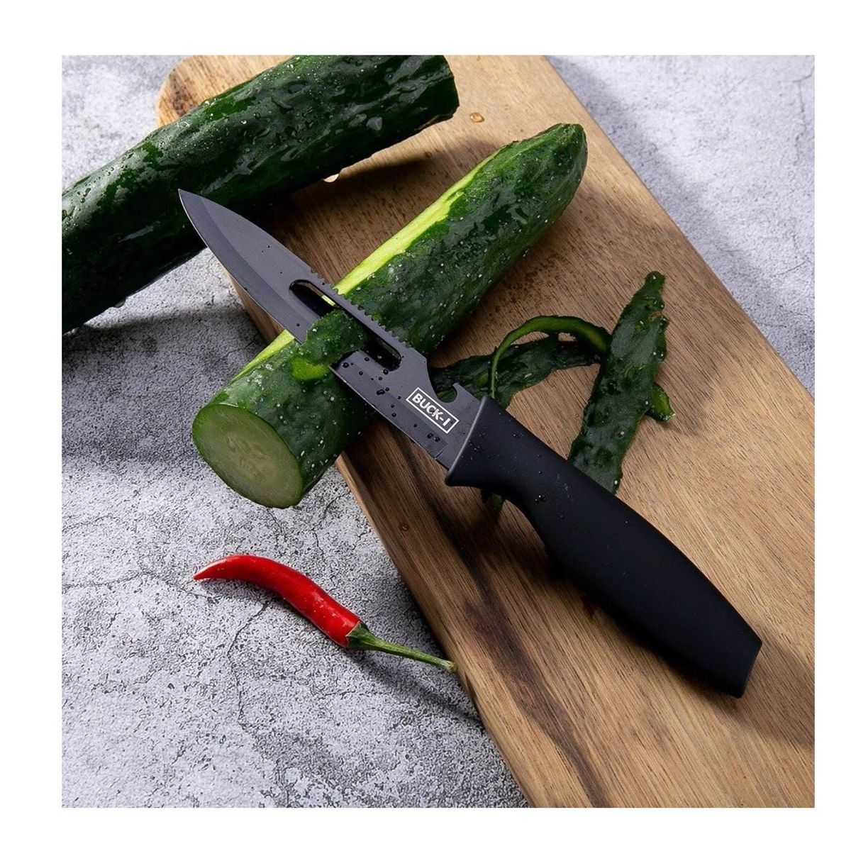 GENERICO - Set Cuchillos De Cocina Acero Inoxidable Antibacterial 5pcs