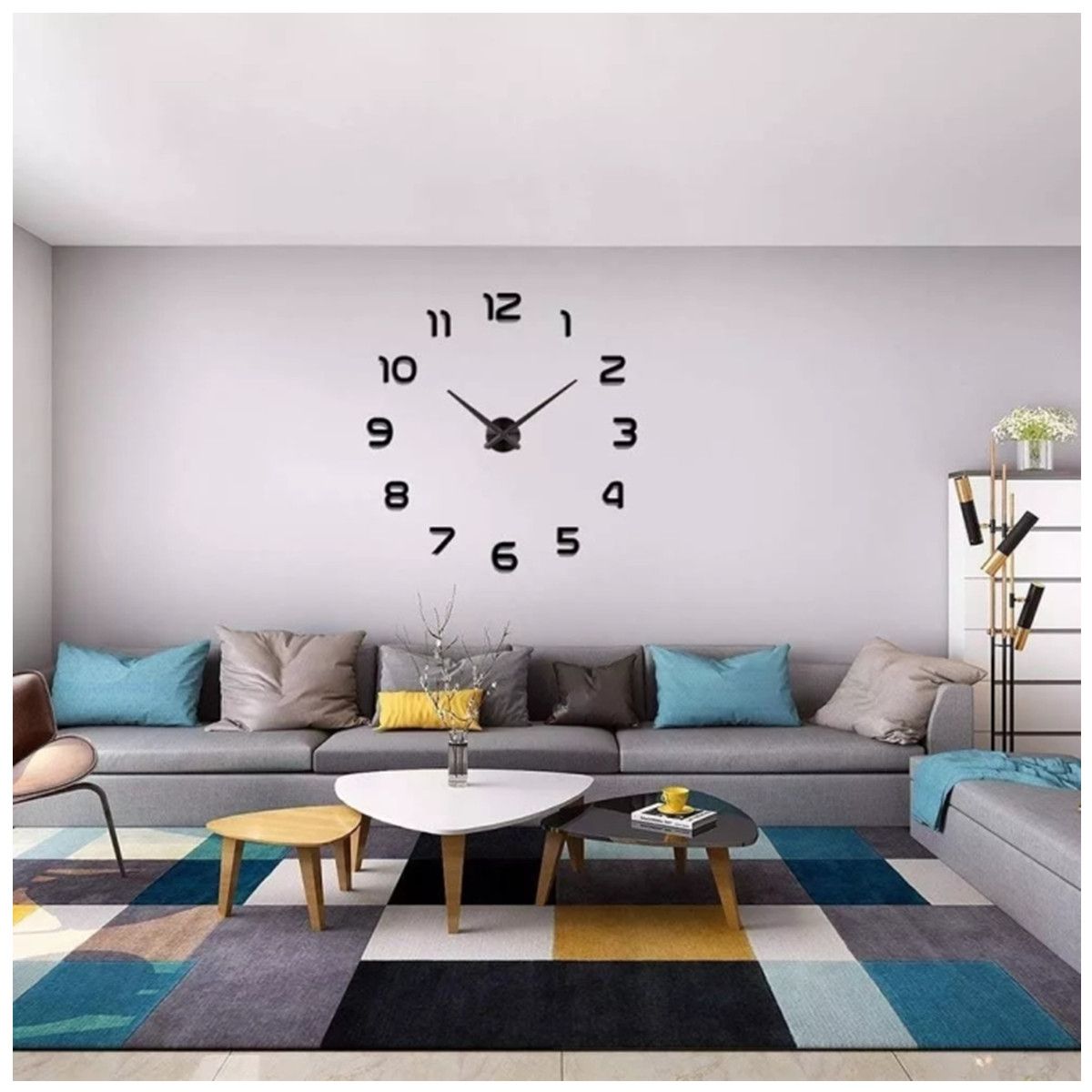 KUANGYE - Reloj De Pared Digital 3d Moderno Y Grande De 110cm Negro