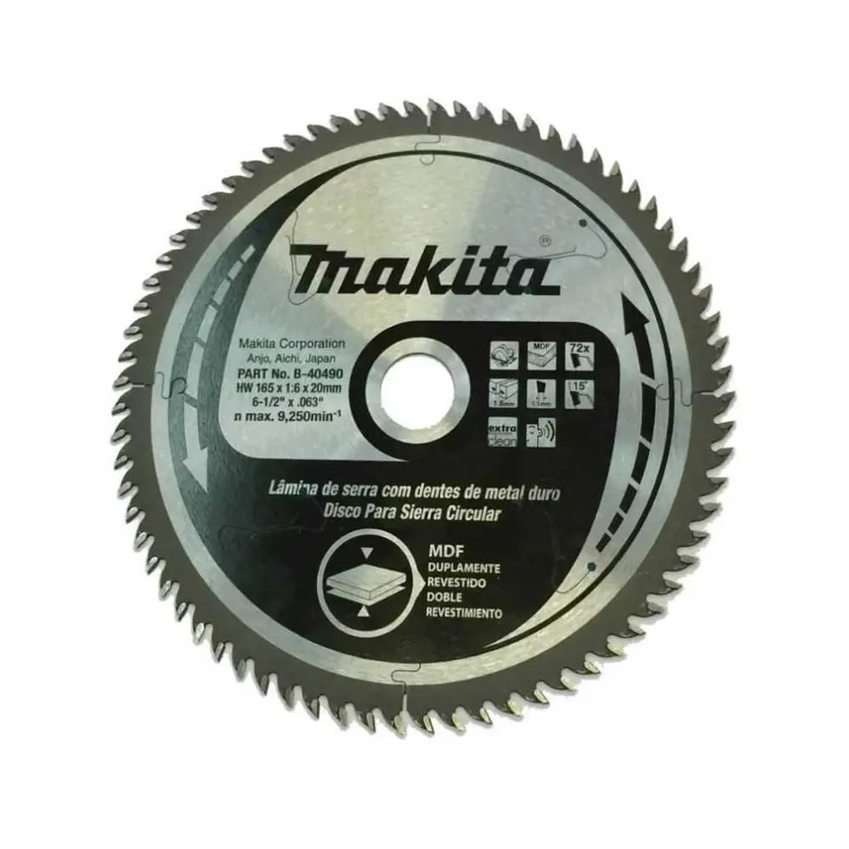 MAKITA - Disco de Corte para Sierra Circular Madera 6-12 72D B-40490 Makita