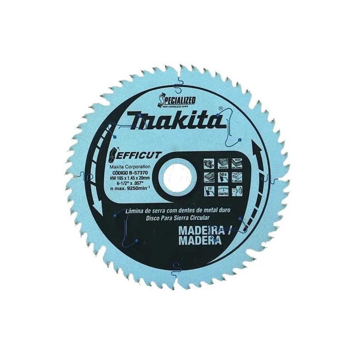 MAKITA - Disco de Corte para Madera 165mm 56D Para SP6000 B-57370 Makita