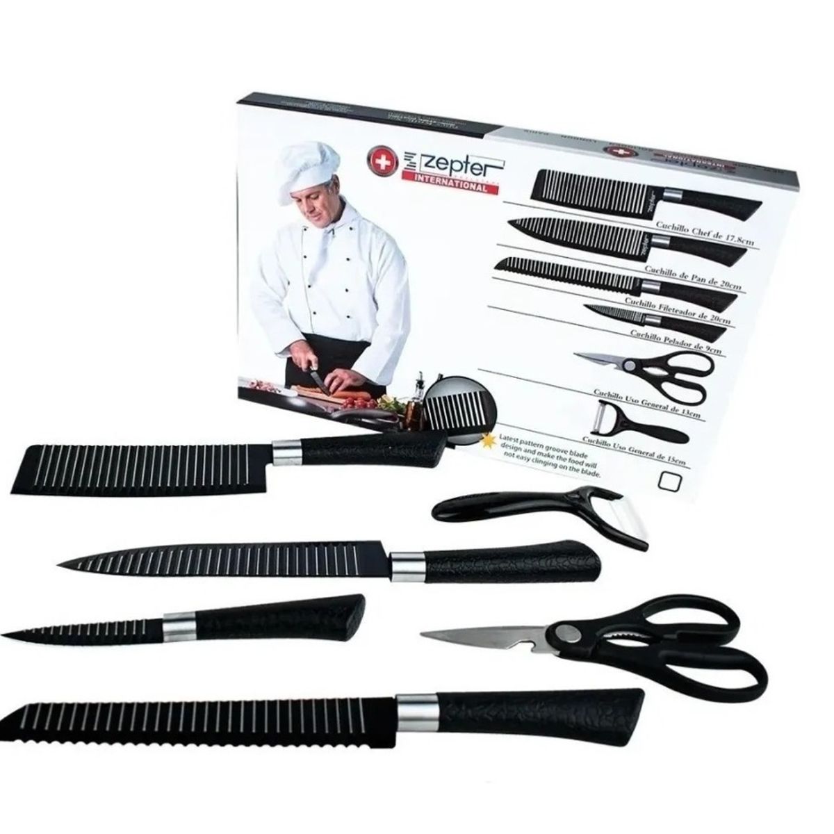 GENERICO - Set De Cuchillos De Cocina Antibacterial Cuchillo Cocina 6pz Zepter