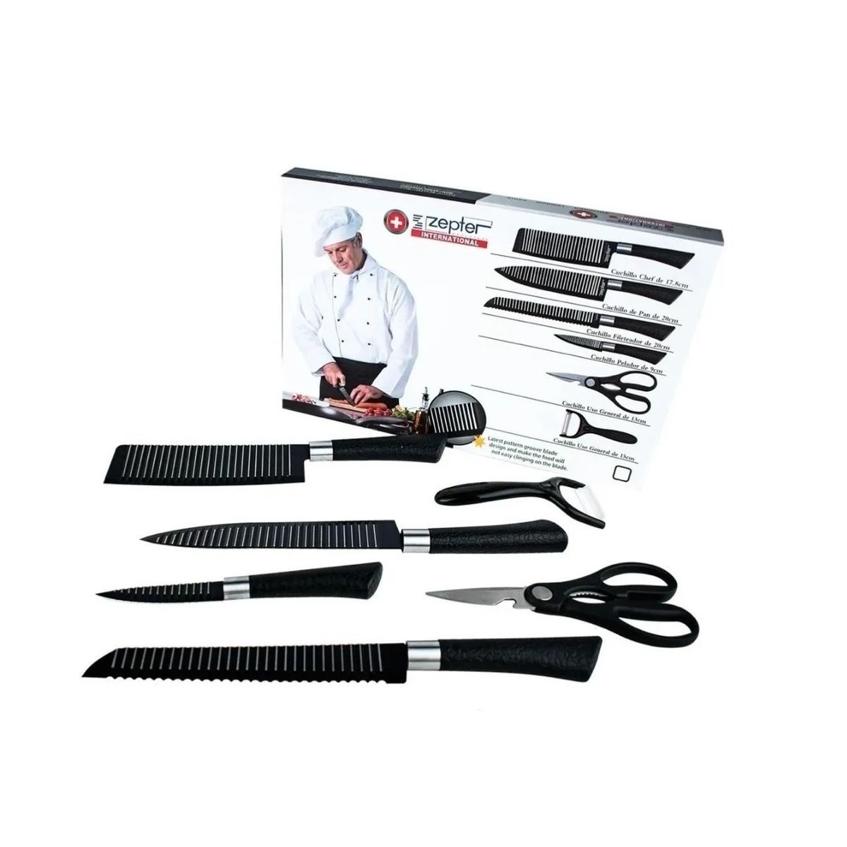 GENERICO - Set De Cuchillos De Cocina Antibacterial Cuchillo Cocina 6pz Zepter