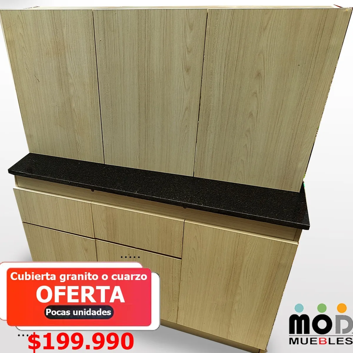 GENERICO - conjunto cocina 120 base y mural + cubierta cuarzo