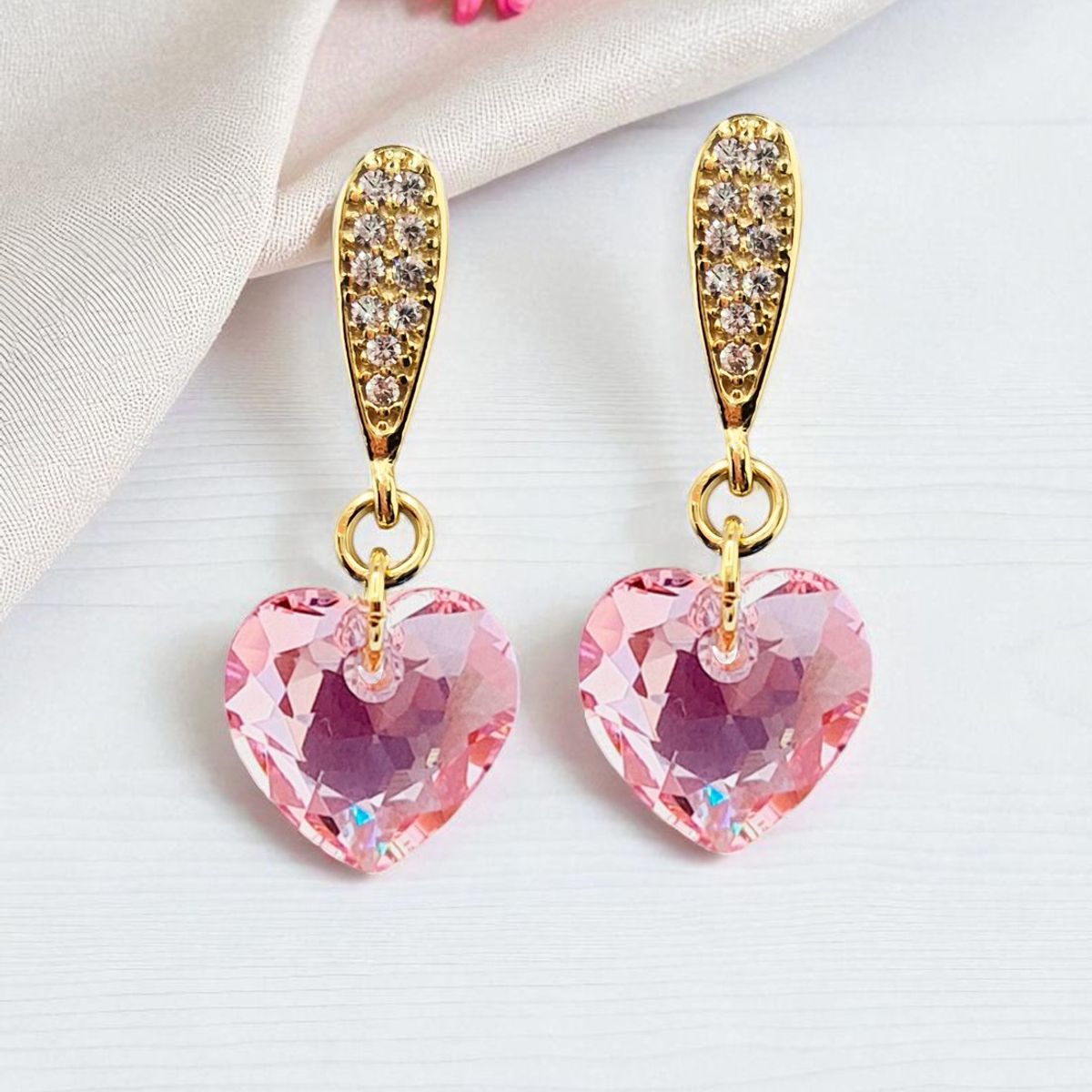JOYAS MONTERO - Aros Amor Gold 24K creado cristales de Swarovski® Rose