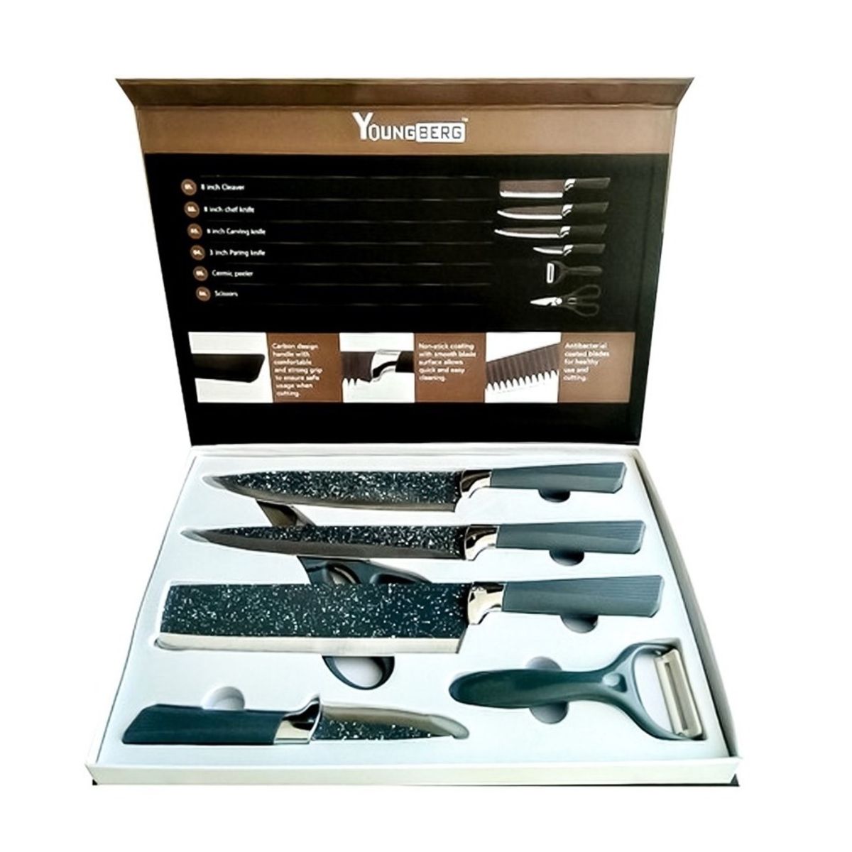 GENERICO - Set De Cuchillas De Cocina 6 Pcs Antideslizante younberg