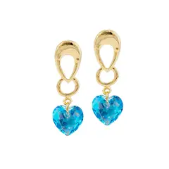 JOYAS MONTERO - Aros Amor Gold Cristales Genuinos Aquamarine Shimmer.-