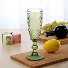 CHEFCHOICE - Juego 6 Copas Cristal de Champán Vintage Elegante 180ML Verde