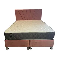 Cama Ame 2P Colchon de Resortes Resp Palo Rosa Lineal Pmetal