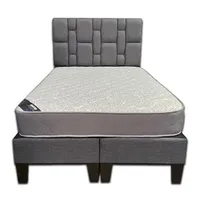 Cama HVM 2P Colchon de Resortes Respaldo Rolex Gris Felpa PMadera