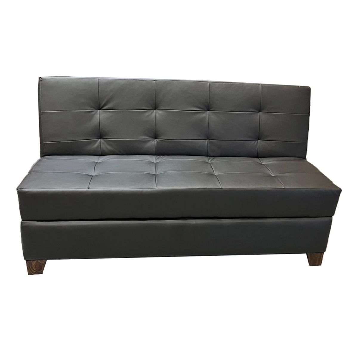 MUEBLES HVM - Futon Cama Baul Patagonia 15P Negro Cuero PU Pmadera