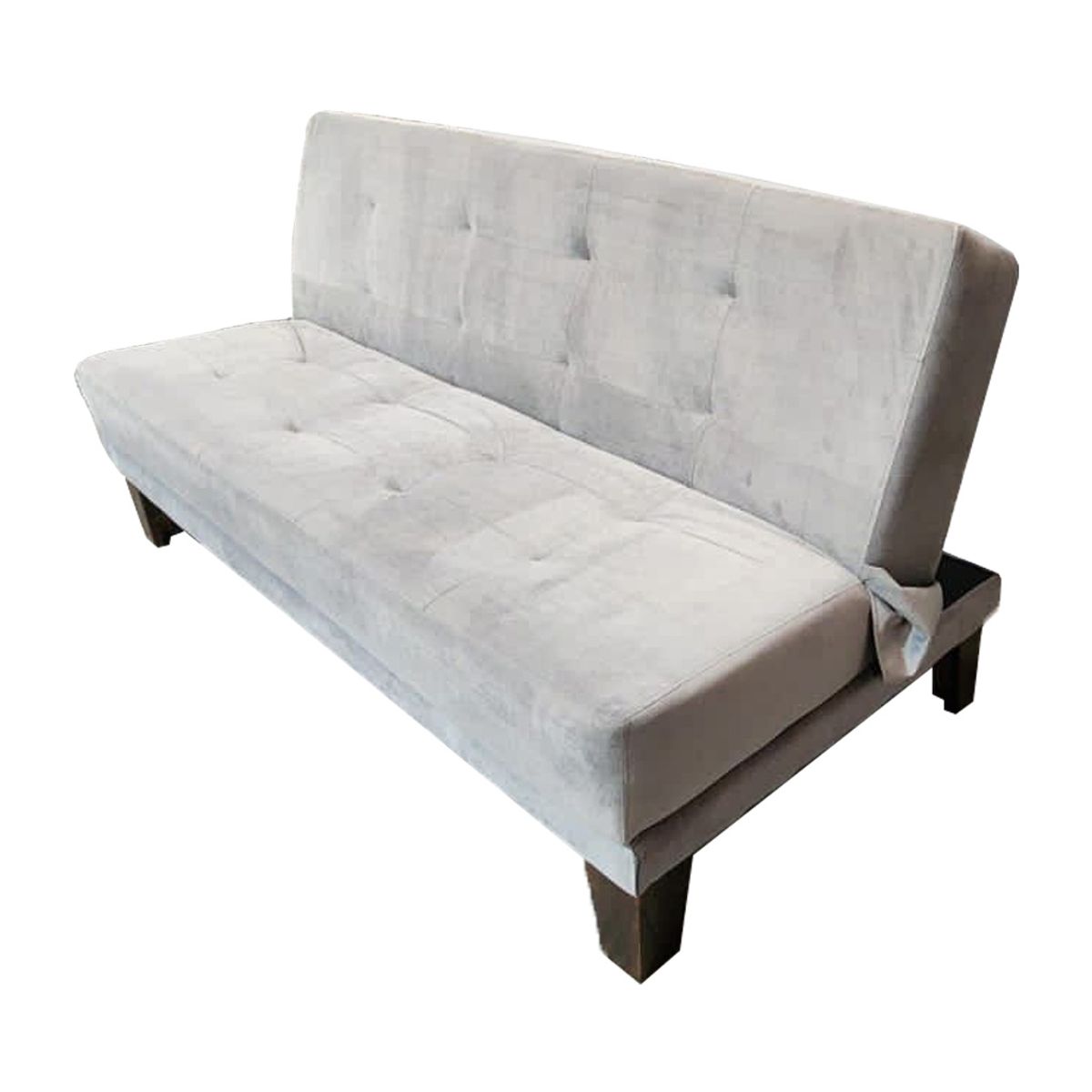 MUEBLES HVM - Futon Cama Patagonia 15P Gris Felpa Pmadera