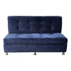 MUEBLES HVM - Futon Cama Baul Patagonia 15P Azul Felpa Pmetal