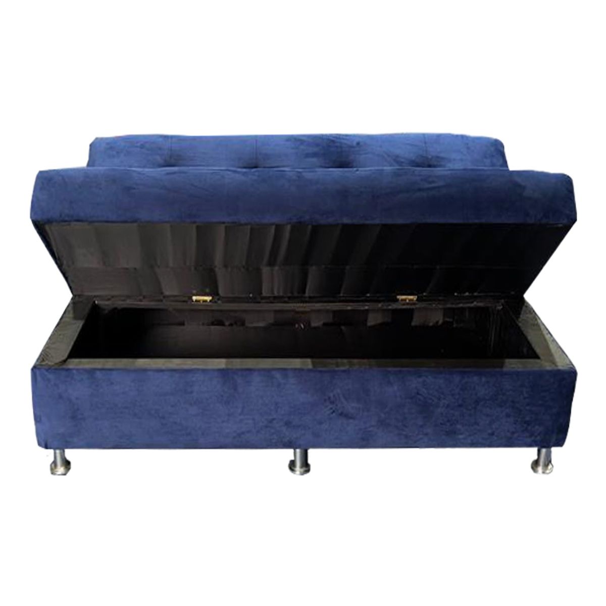 MUEBLES HVM - Futon Cama Baul Patagonia 15P Azul Felpa Pmetal