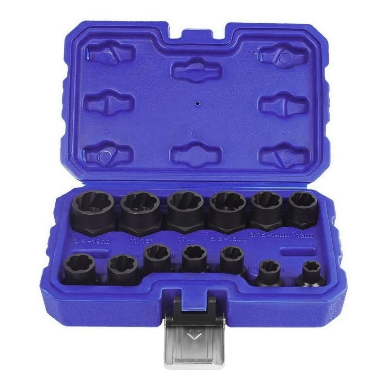 GENERICO - Set Dados Extractores Pernos Y Tuercas 13 Pcs 1/4  A 19mm