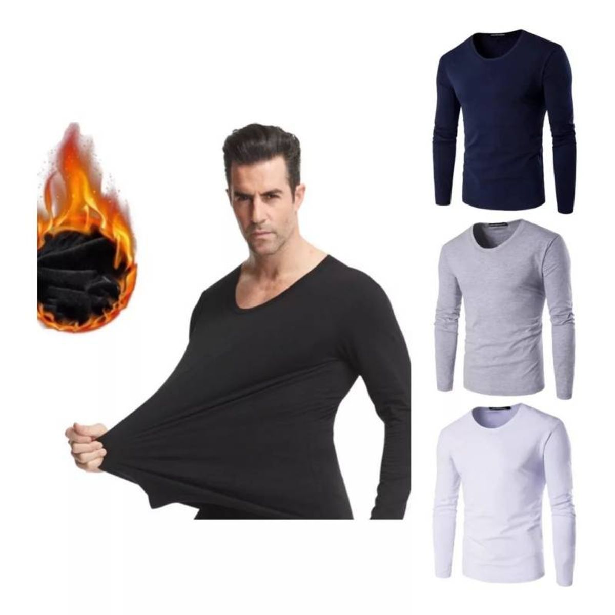 EVERSO - Pack 6 Camiseta Hombre Varón Bambú con Polar