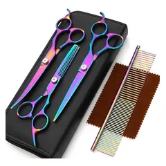 GENERICO - Set 3 Tijeras Para Corte De Pelo Canino + Peine Y Estuche