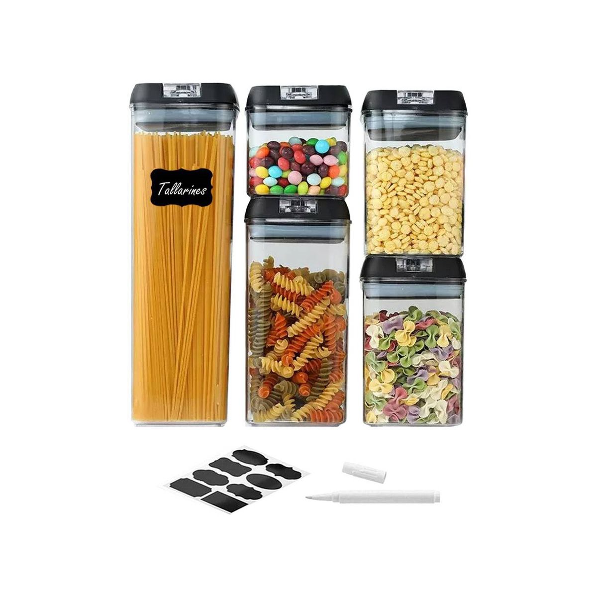 U BUY - Contenedores Alimento Hermeticos Set 5 Apilable Cierre Facil