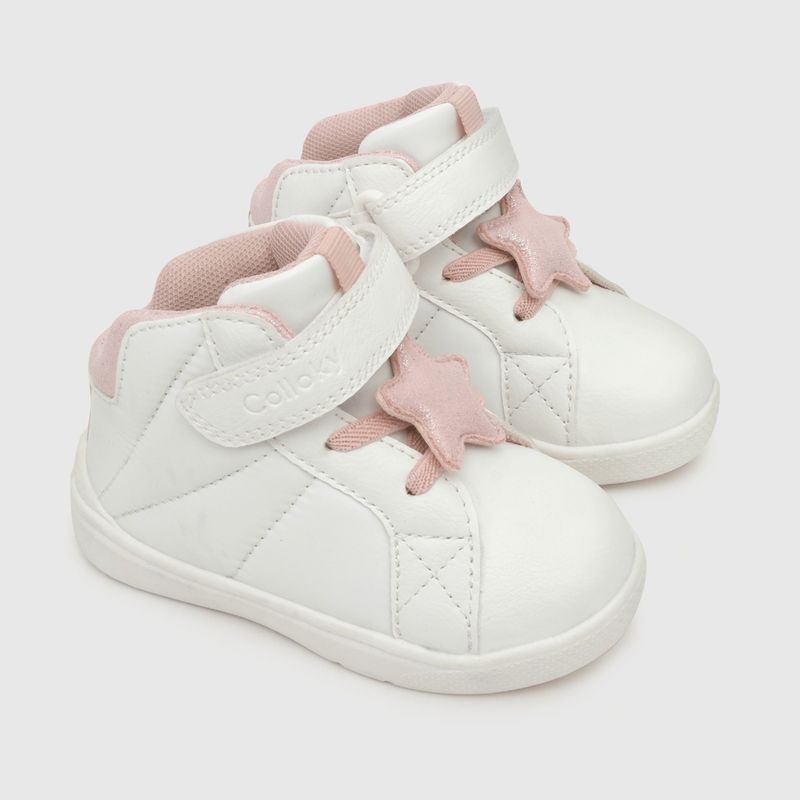 COLLOKY - Zapatilla para niña aplicación estrella , dos velcros rosada (18 a 21)