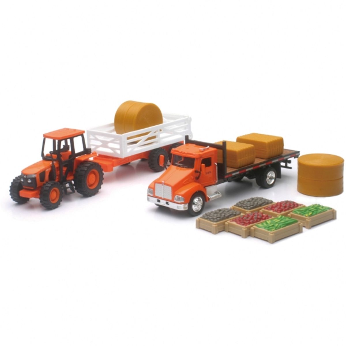 GENERICO - NEWRAY 15815A KUBOTA M5 FARM TRACTOR AND HAY SET