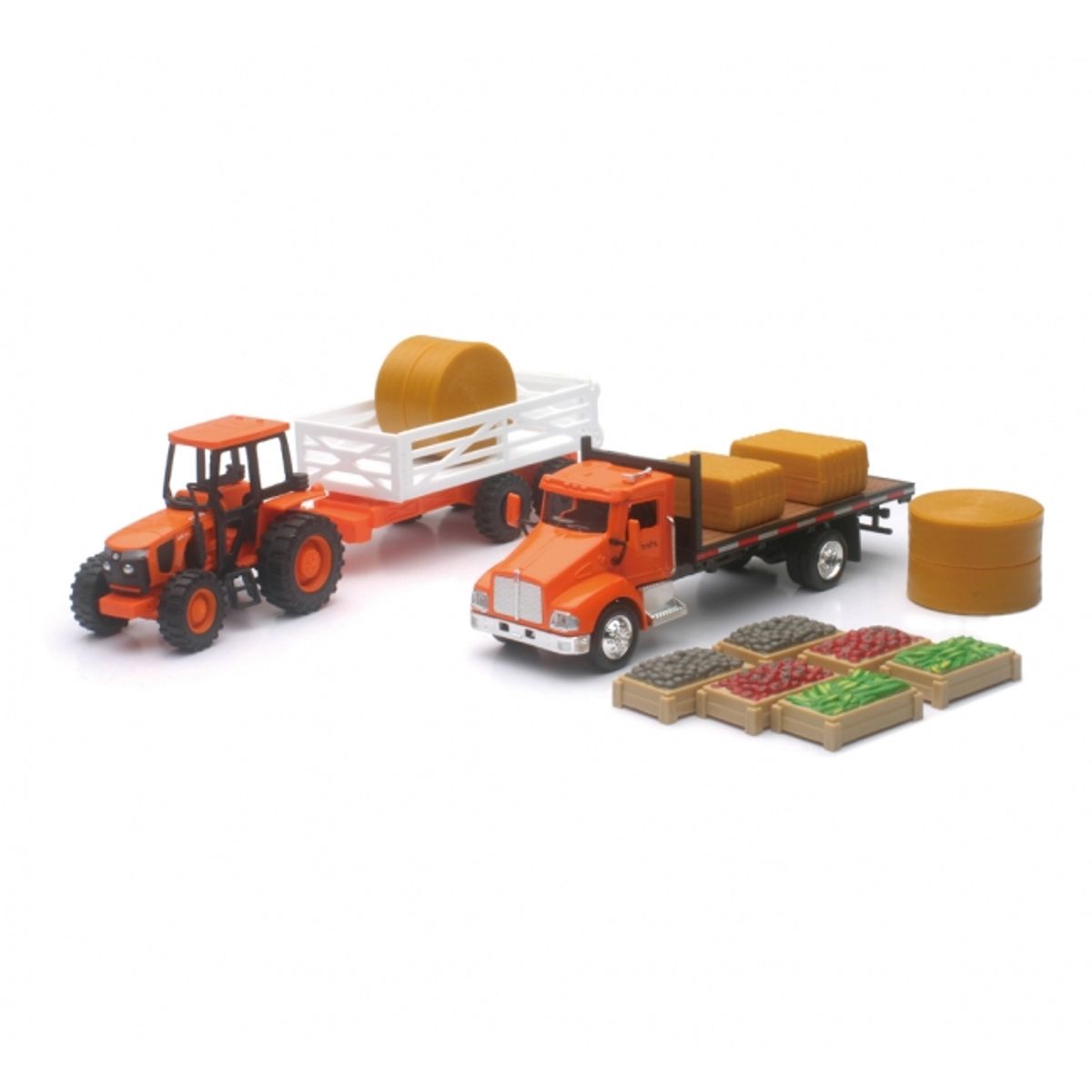 GENERICO - NEWRAY 15815A KUBOTA M5 FARM TRACTOR AND HAY SET
