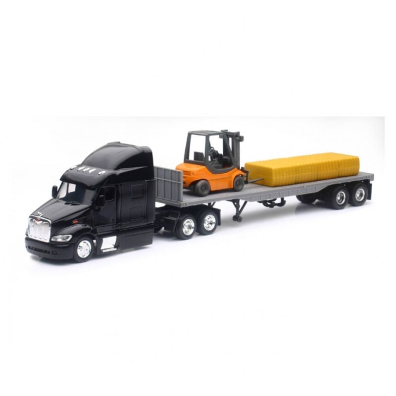 GENERICO - NEWRAY 15123J 1-43 PETERBILT 387 FLATBED W FORKLIFT AND HAY