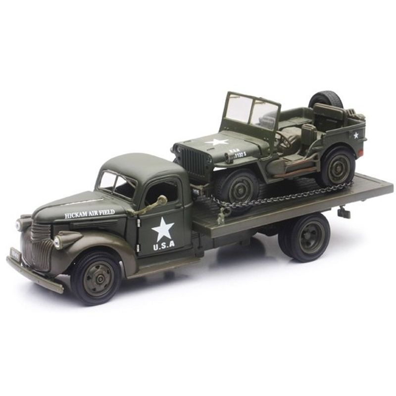 GENERICO - NEWRAY 61053B 1-32 1941 CHEVY MILITARY FLATBED TRUCK WITH