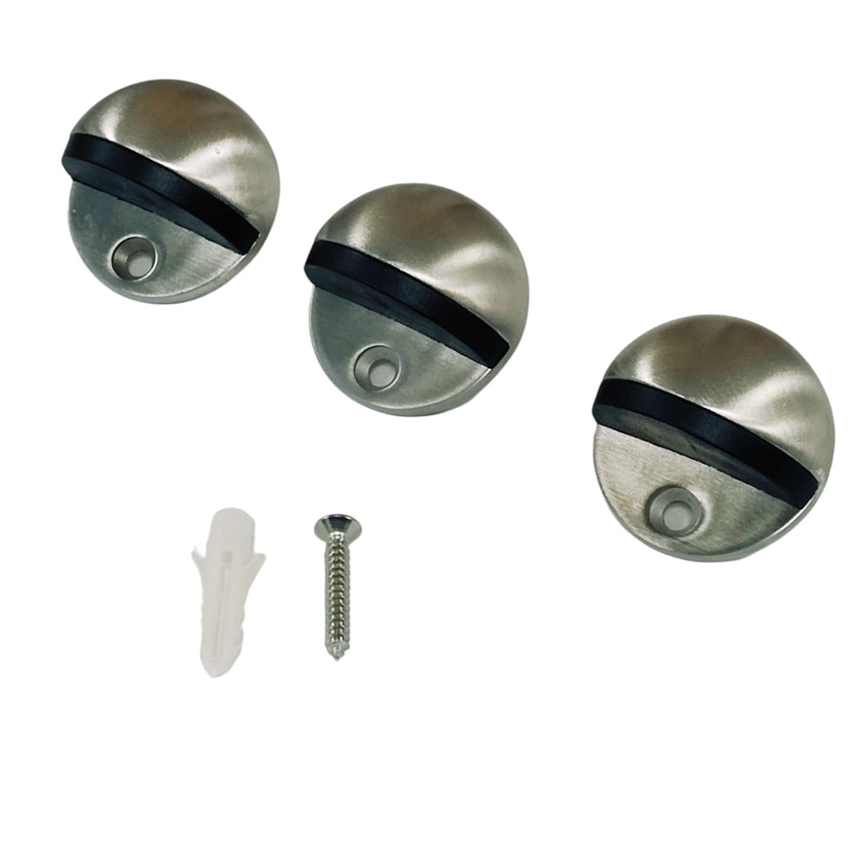 GENERICO - Pack de 3 Topes de Puerta Media Luna AI SS304 Satinado