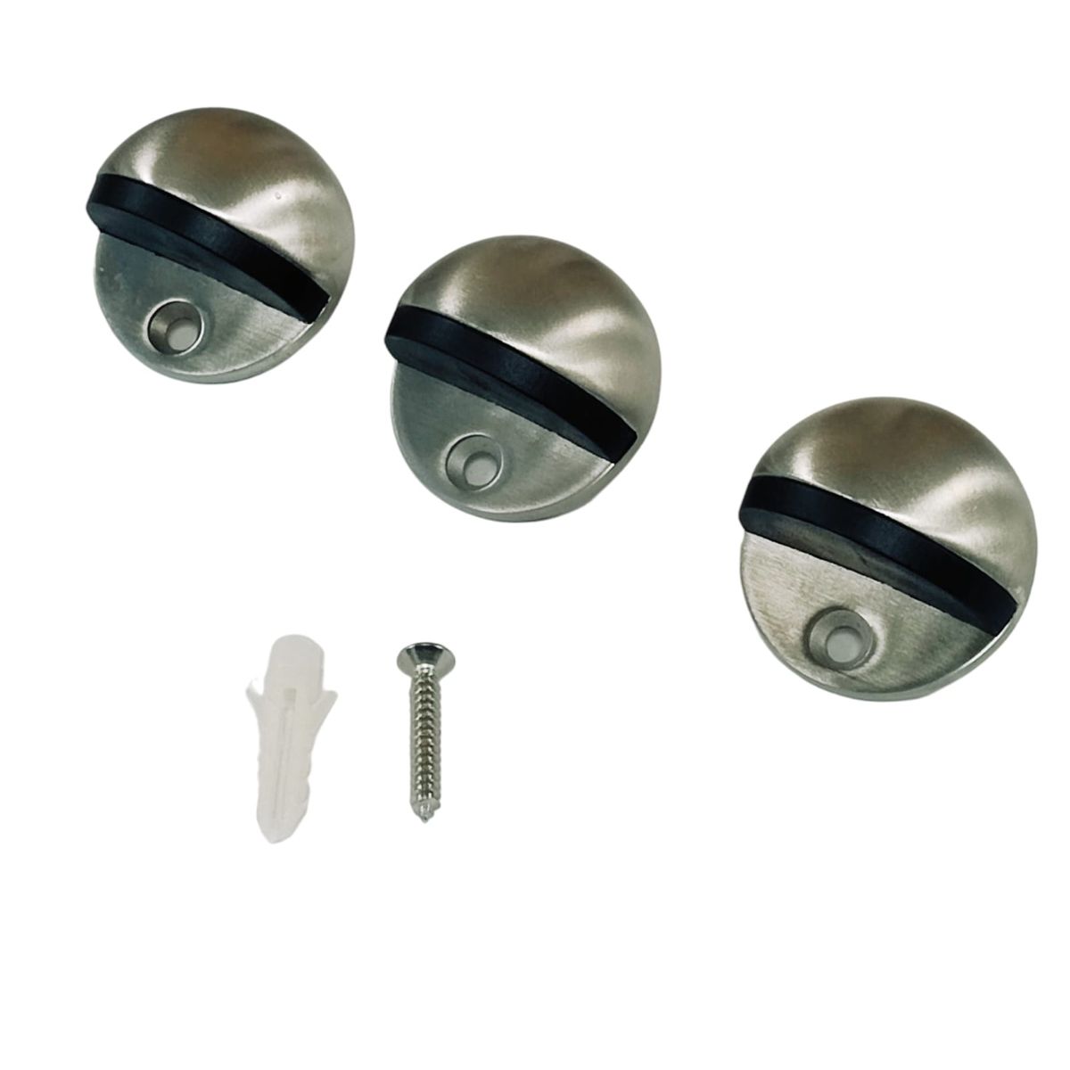 GENERICO - Pack de 3 Topes de Puerta Media Luna AI SS304 Satinado