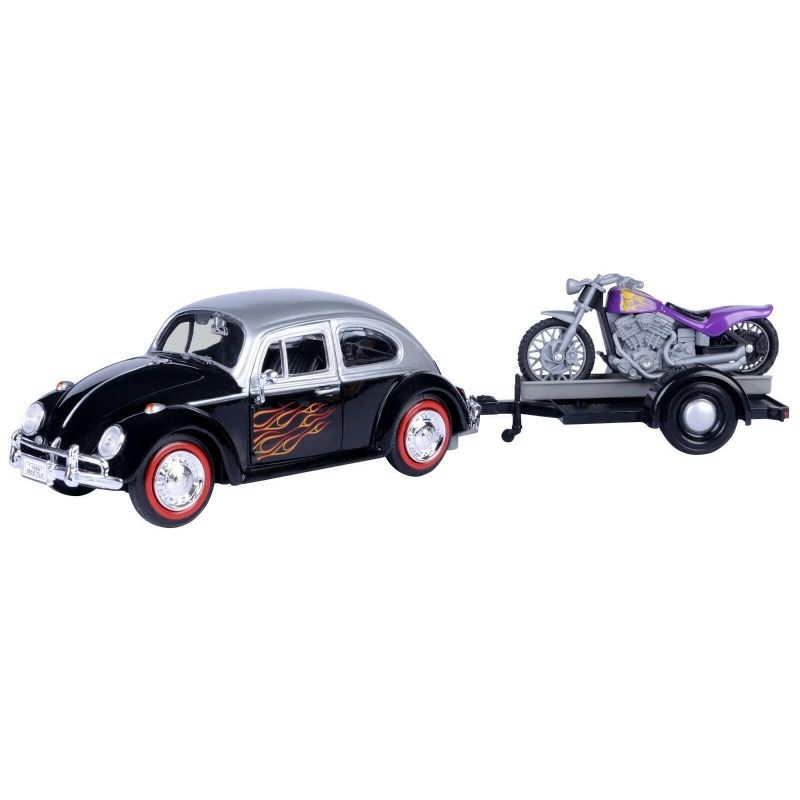 MOTORMAX - MOTORMAX 79675 1-24 VOLKSWAGEN BEETLE TRAILER SET MOTORBIKE