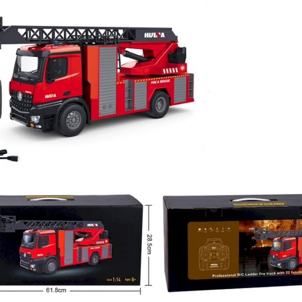 GENERICO - HUINA 1561 1-14 R C DIE CAST METAL FIRE FIGHTING TRUCK