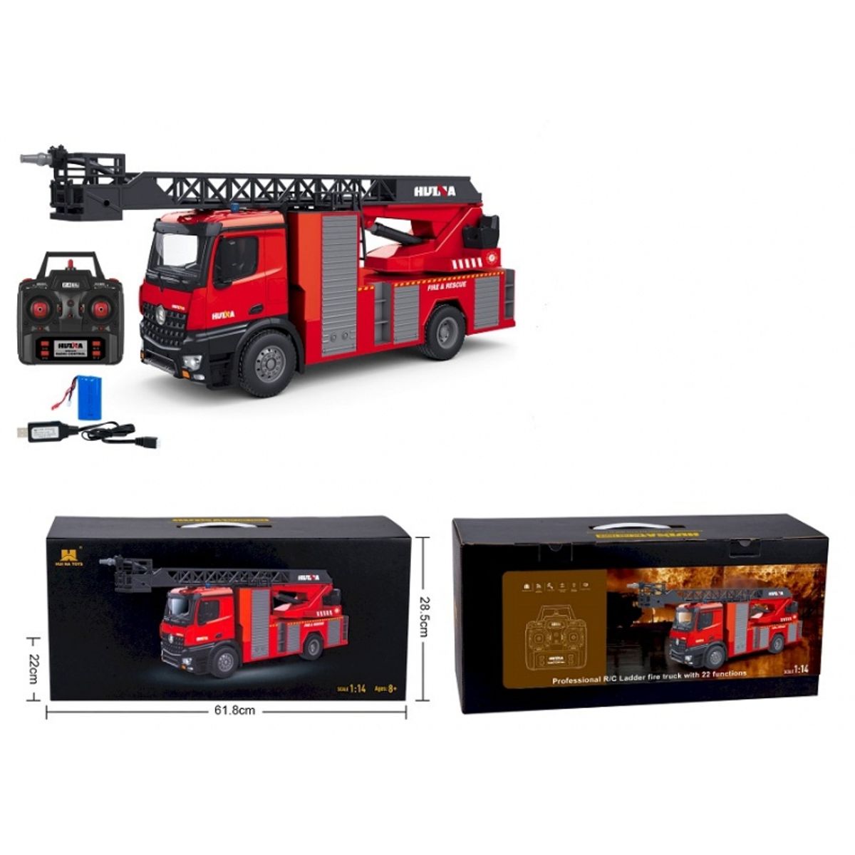 GENERICO - HUINA 1561 1-14 R C DIE CAST METAL FIRE FIGHTING TRUCK