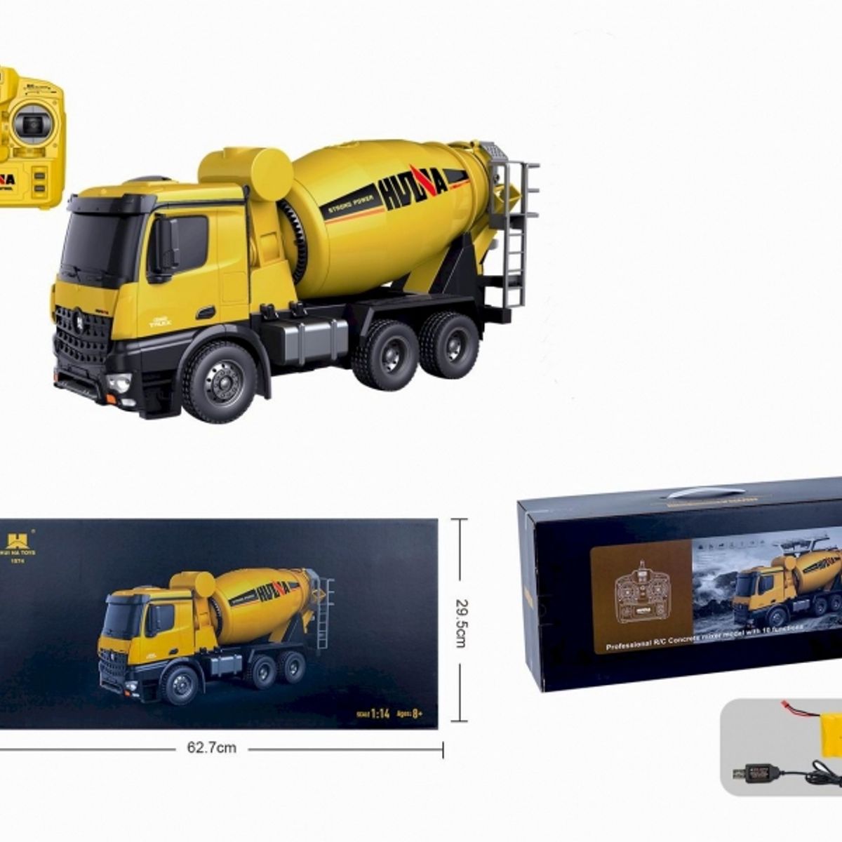 GENERICO - HUINA 1574 1-14 R C DIE CAST METAL CONCRETE MIXER TRUCK