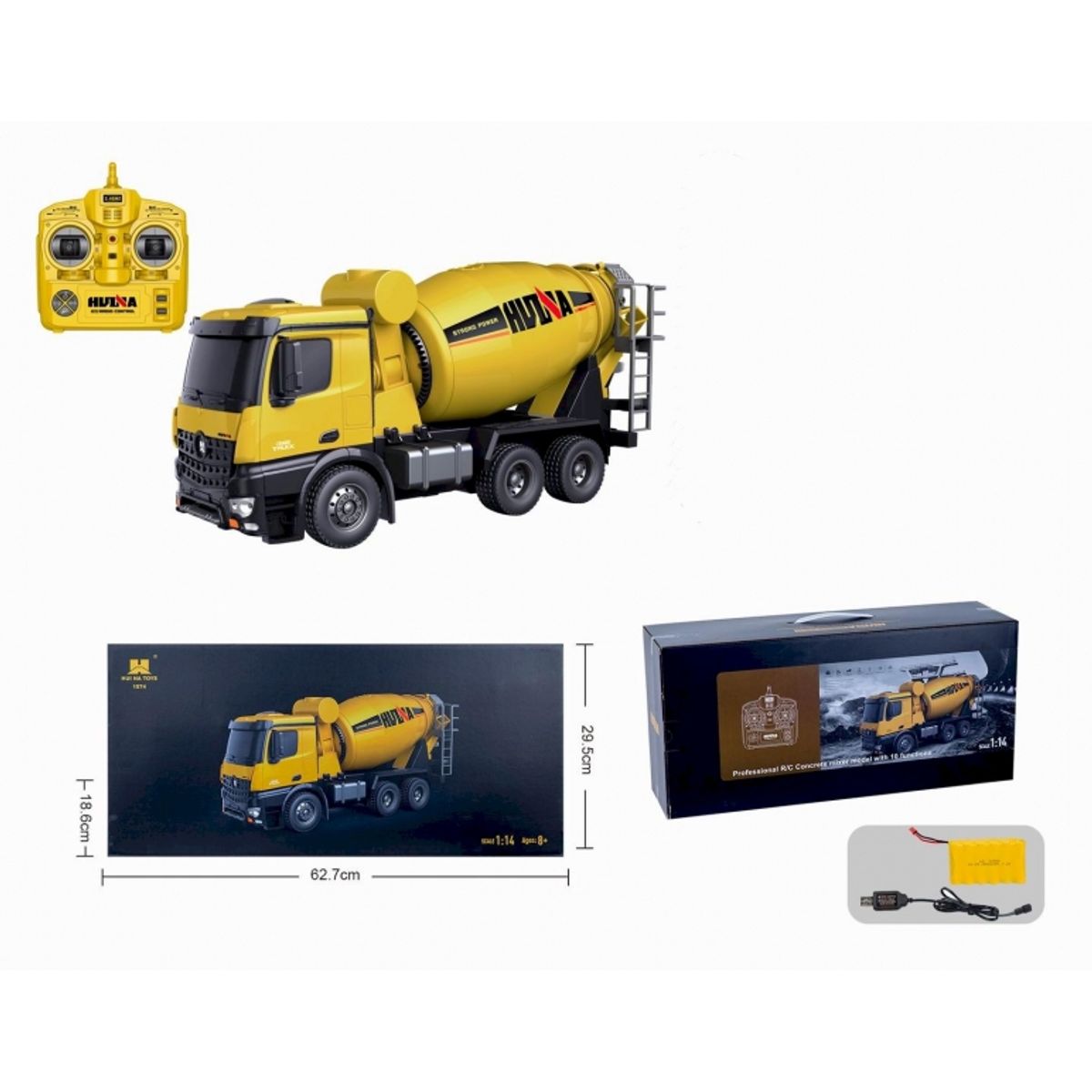 GENERICO - HUINA 1574 1-14 R C DIE CAST METAL CONCRETE MIXER TRUCK