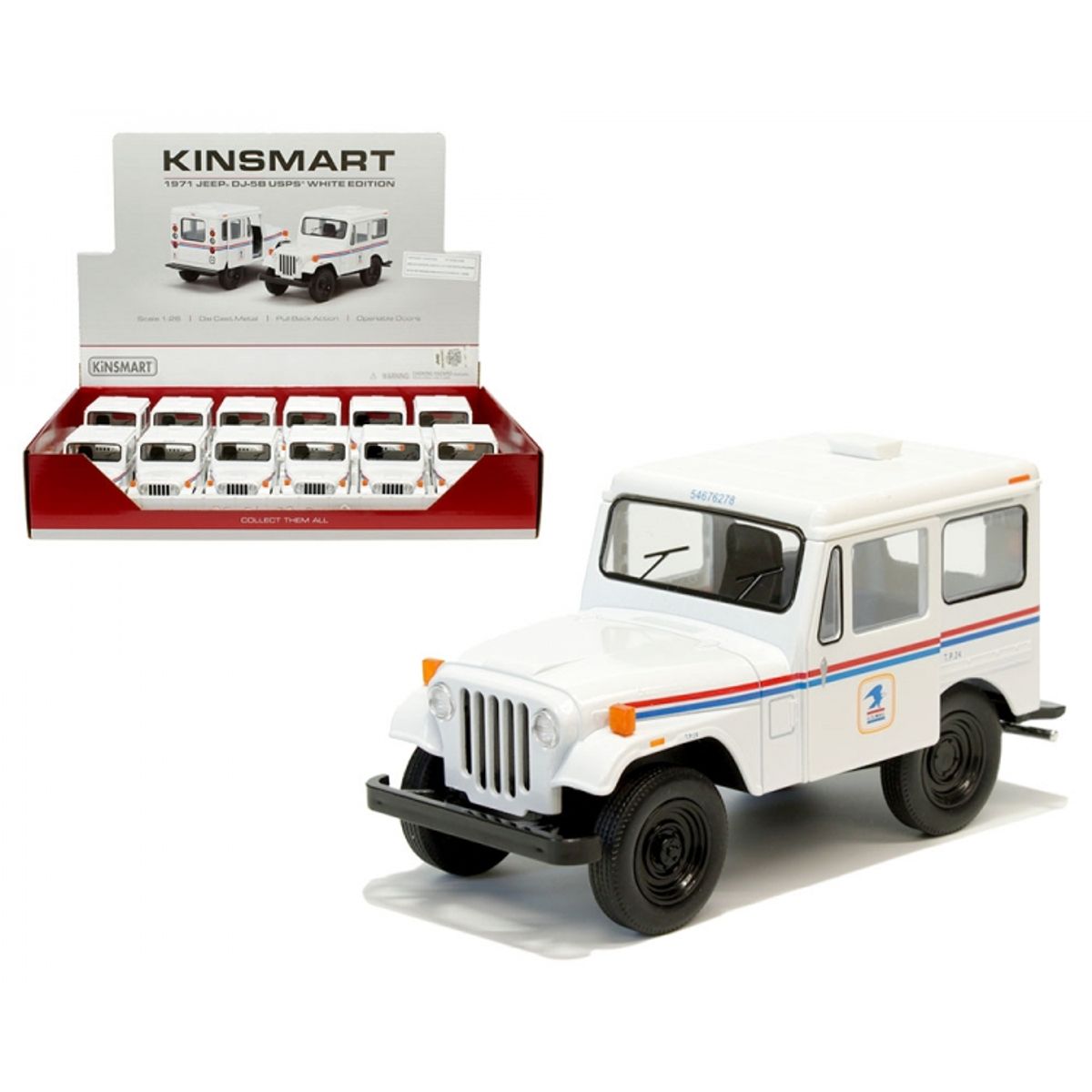 GENERICO - KINSMART 5435D 5PULG 1971 JEEP DJ 58 USPS WHITE EDITION 1-26