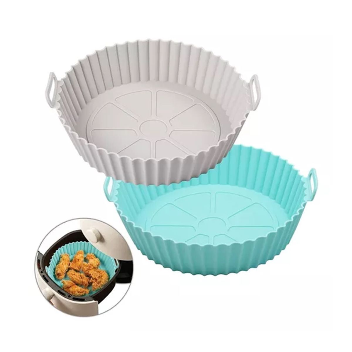 GENERICO - Cesto Bandeja Reutilizable Silicona Airfryer Freidora Aire Anti-adherente