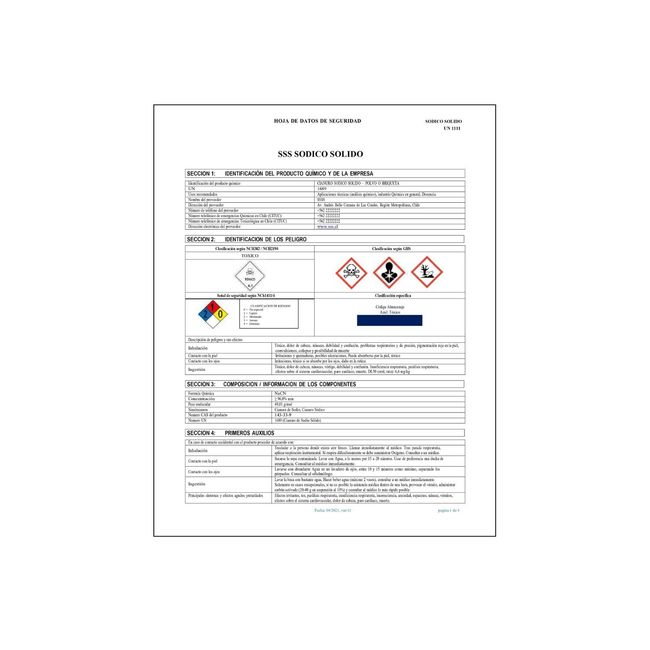 GENERICO - Servicio de Normalización de Hoja de Seguridad para Suspel