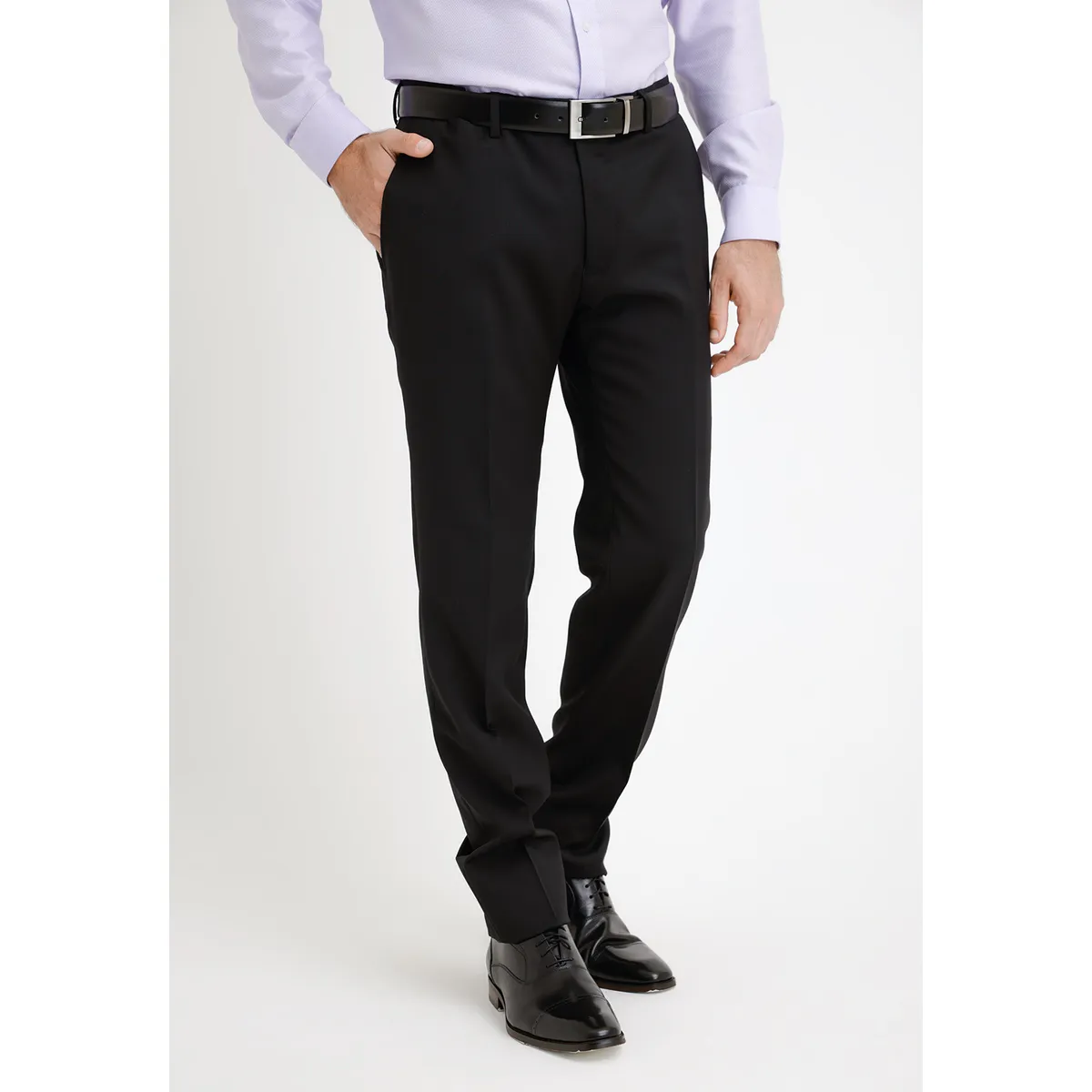 TRIAL - Pantalón Hombre Formal Lana S100'S Liso Slim Mix&Color Negro