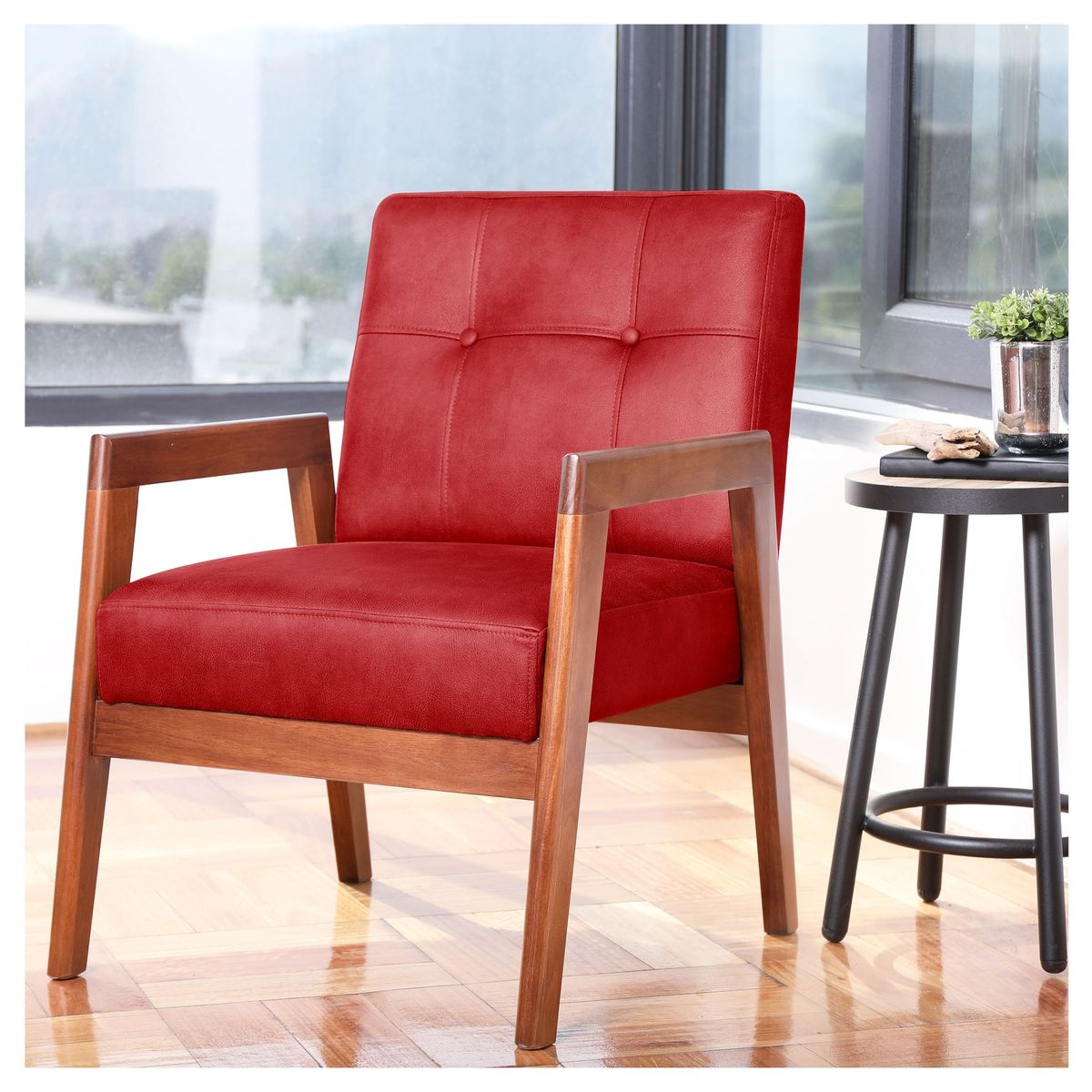 LATAM HOME - Sitial Latam Home Munich Rojo Con Madera